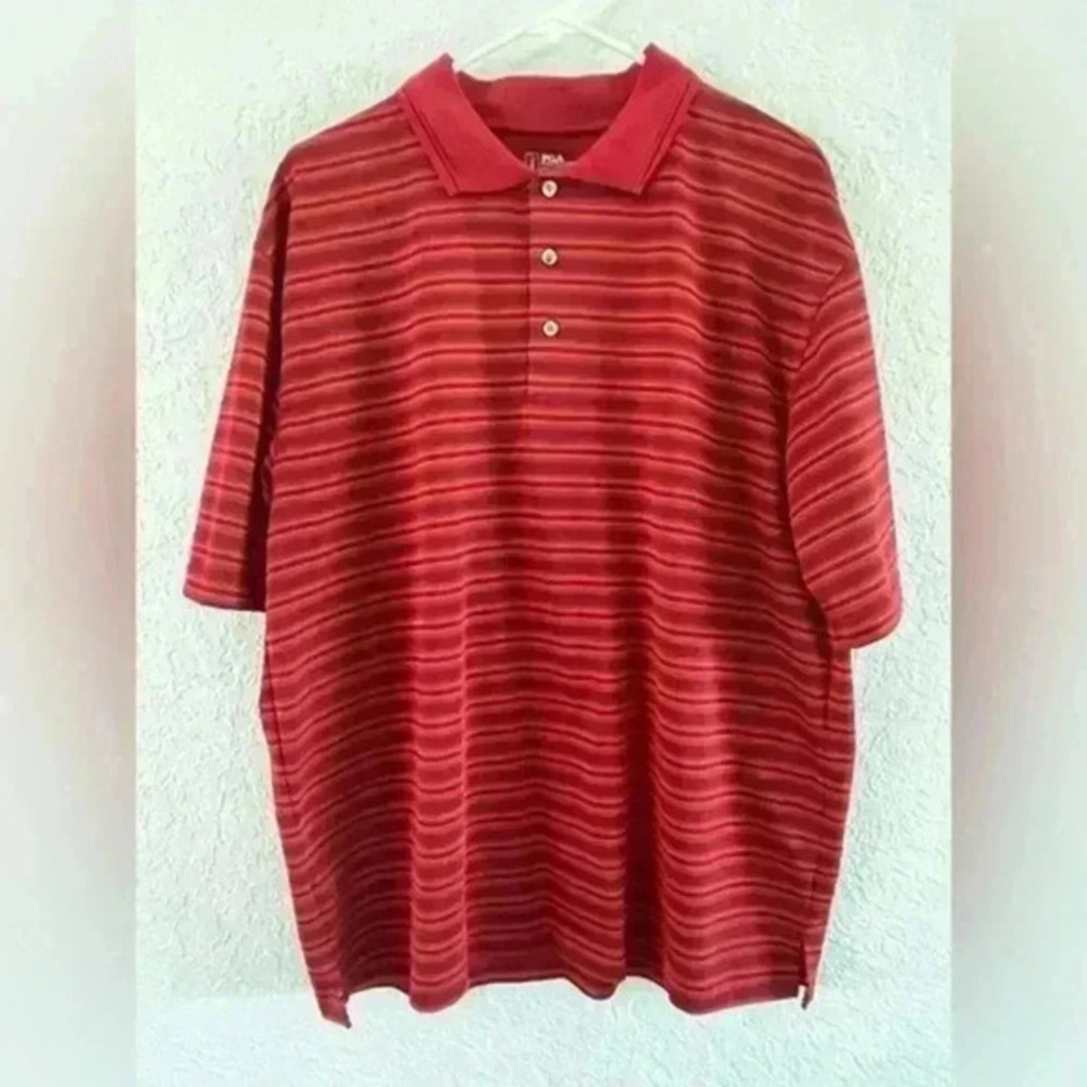 PGA Tour red striped polo shirt men’s XL
